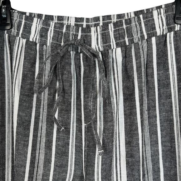 Briggs XX-Large Wide Leg Pants Linen Blend Striped Pull-On Pockets Hi-Rise Gray - Picture 2 of 6